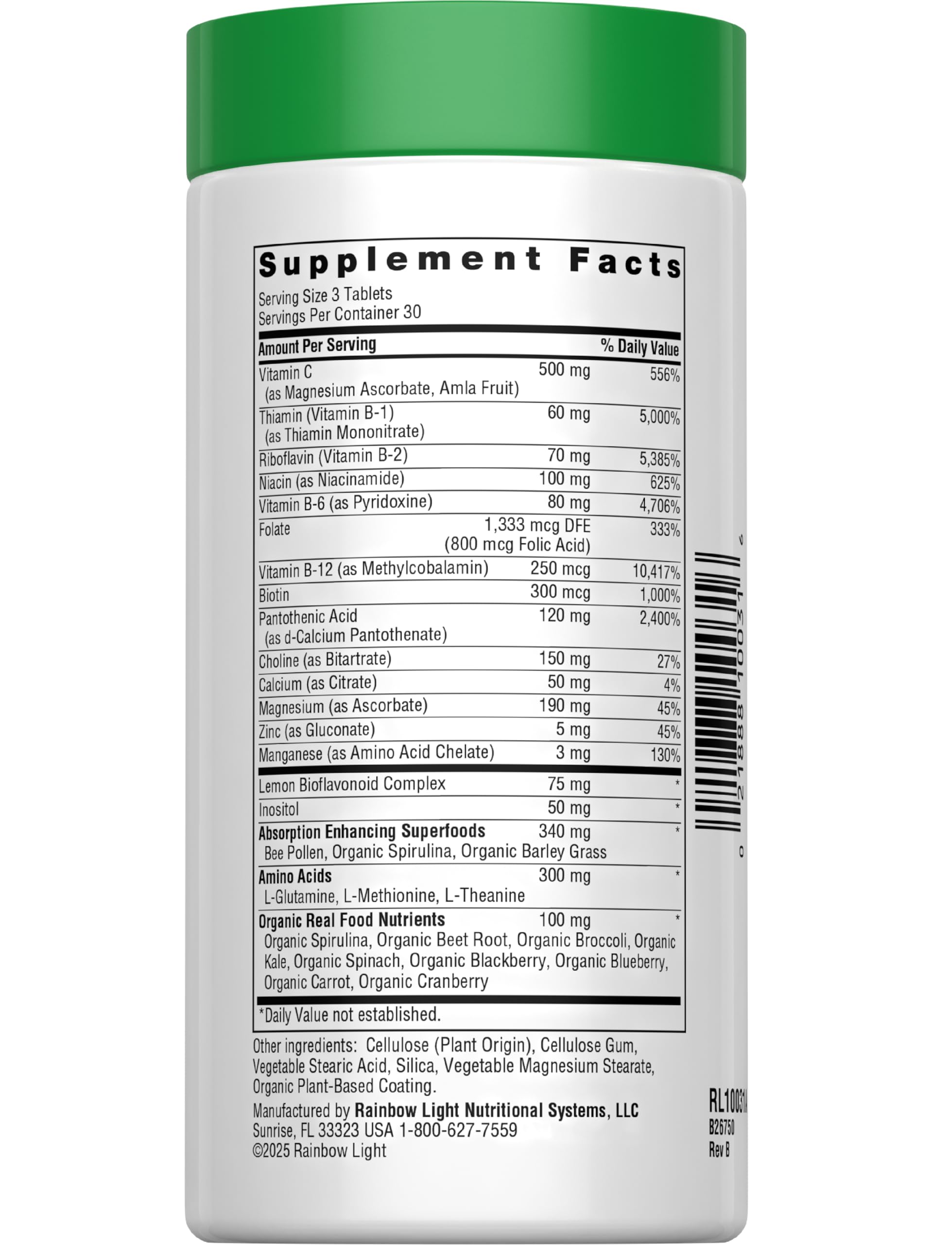 Close-up of B-Complex ingredients and minerals