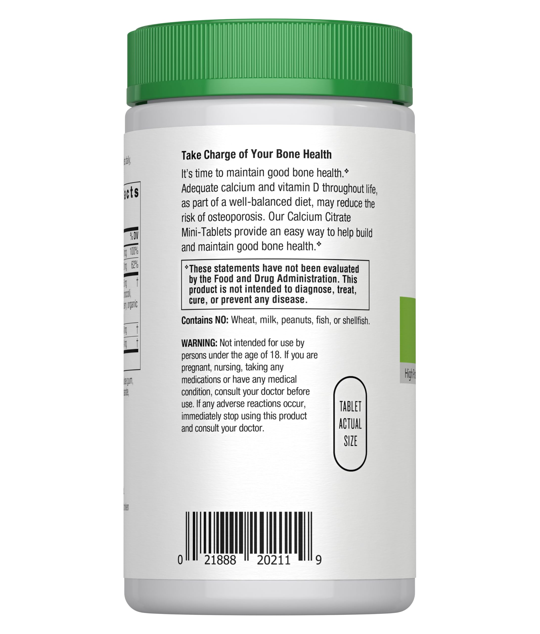 Close-up of vegetarian mini-tablets containing calcium citrate and vitamin D3