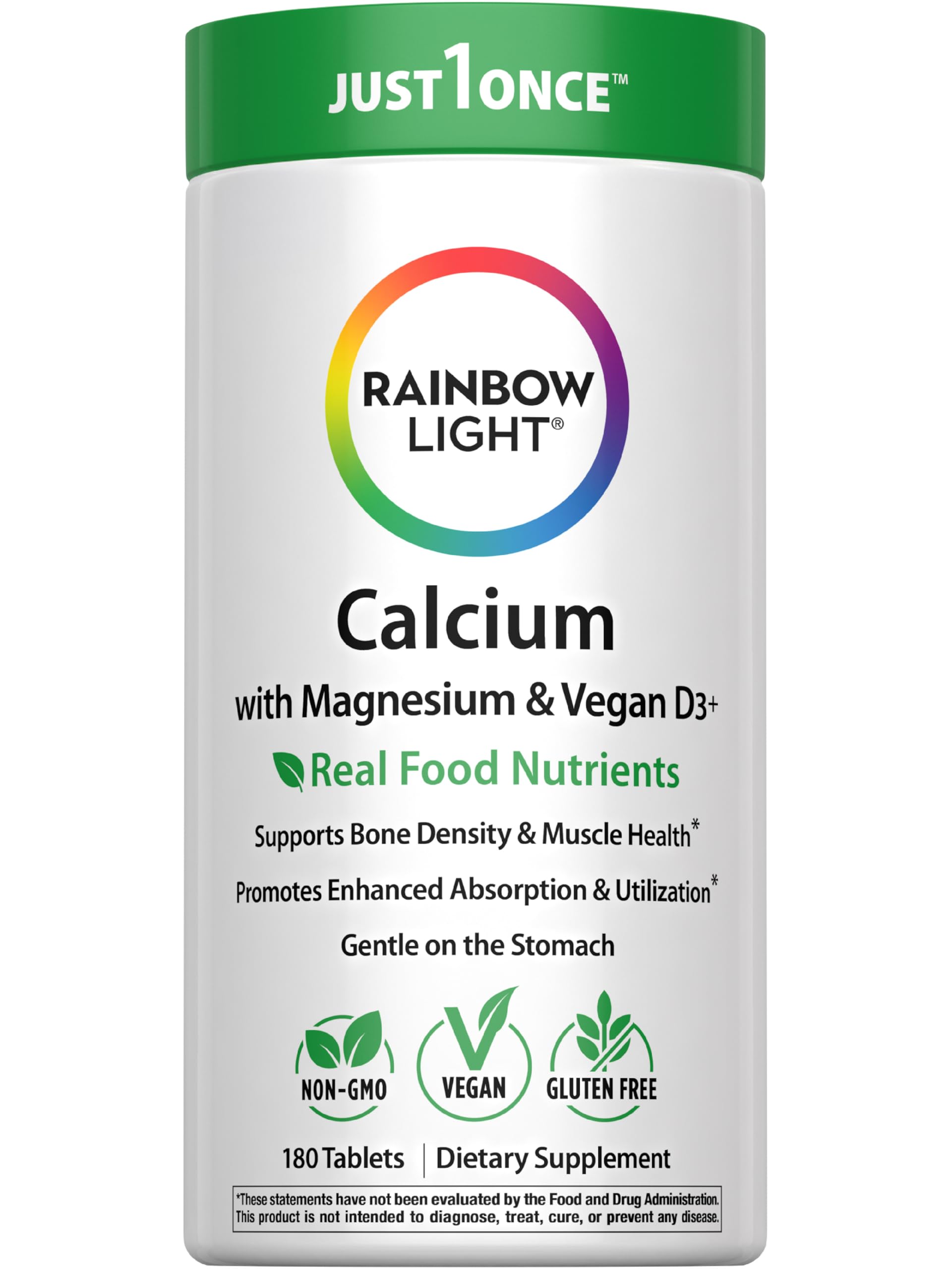 Rainbow Light Calcium With Magnesium and Vitamin D3 bottle – 180 count