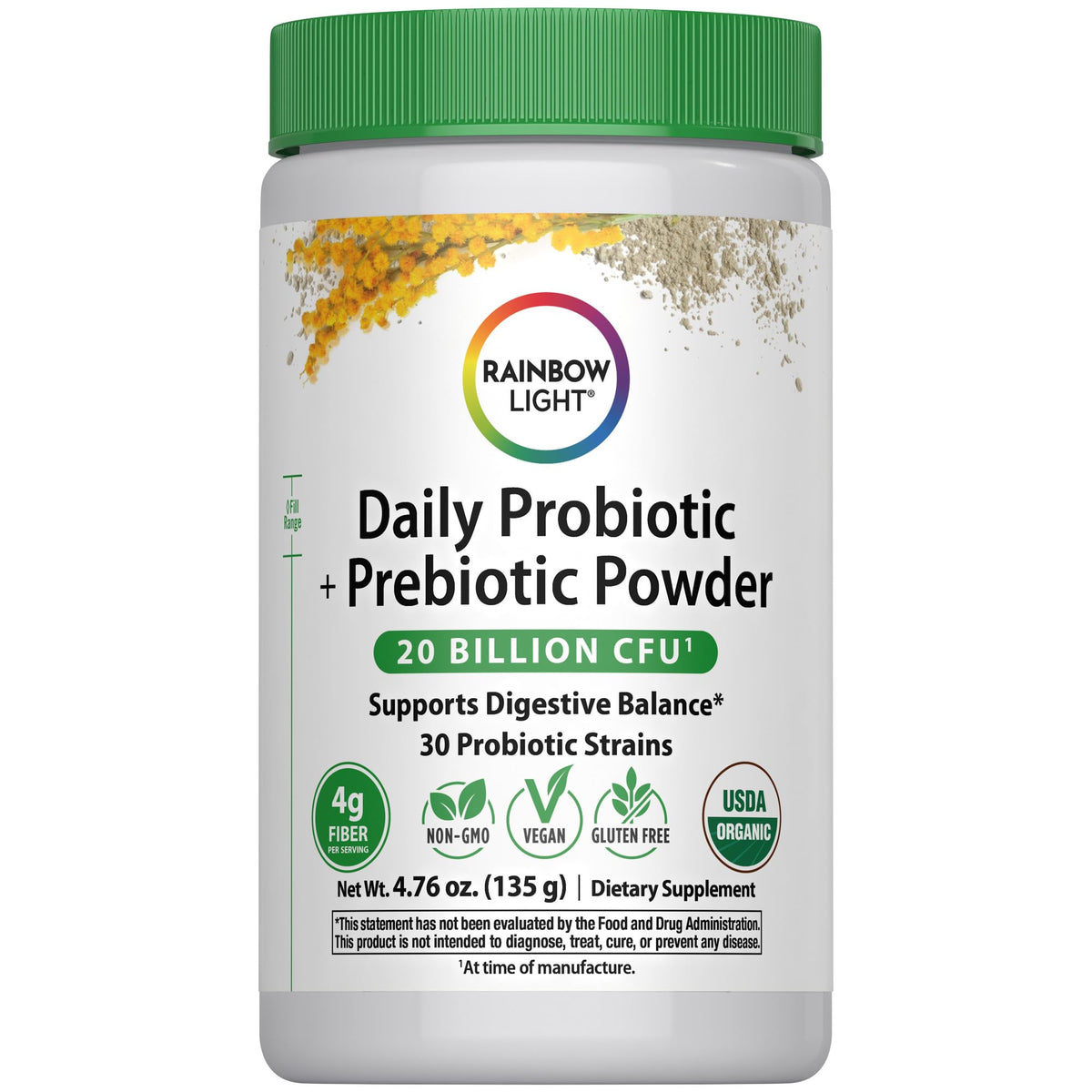 Hero product image for Rainbow Light Daily Probiotic & Prebiotic Powder 20 Billion CFU, 30 strains, 4.76 oz