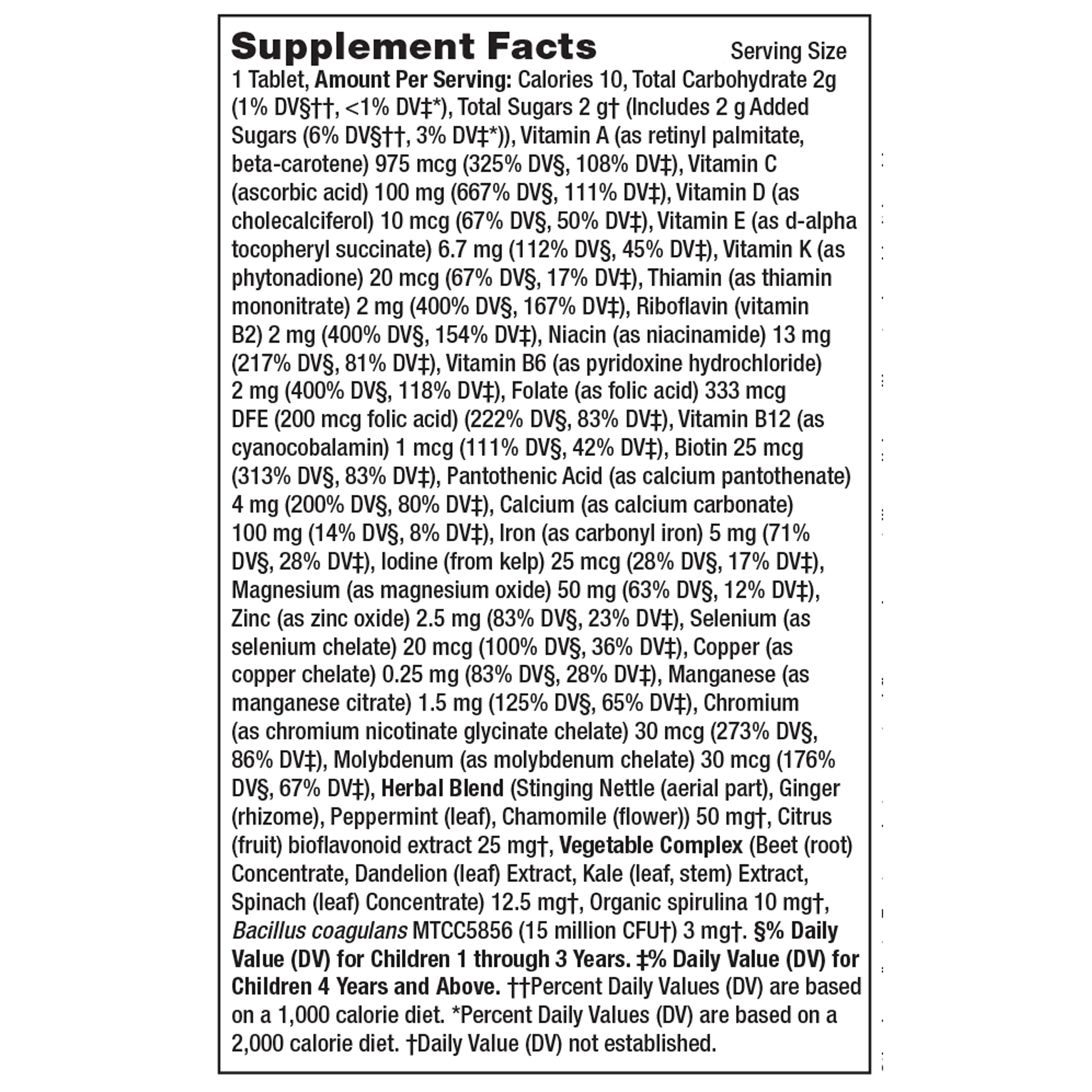 Herbal powder blend to soothe the stomach in kids multivitamin