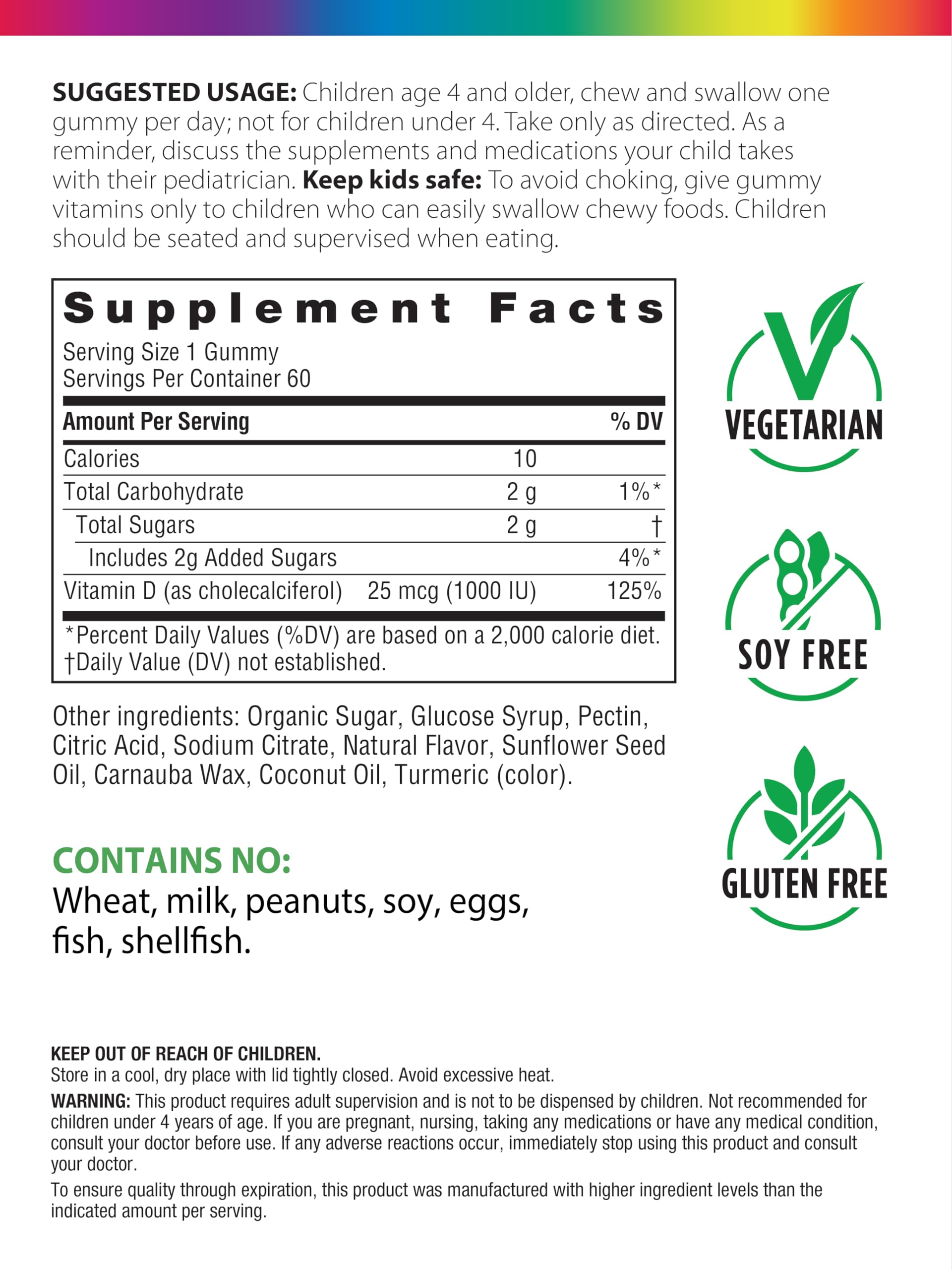 Gummies with mango, peach and strawberry flavors