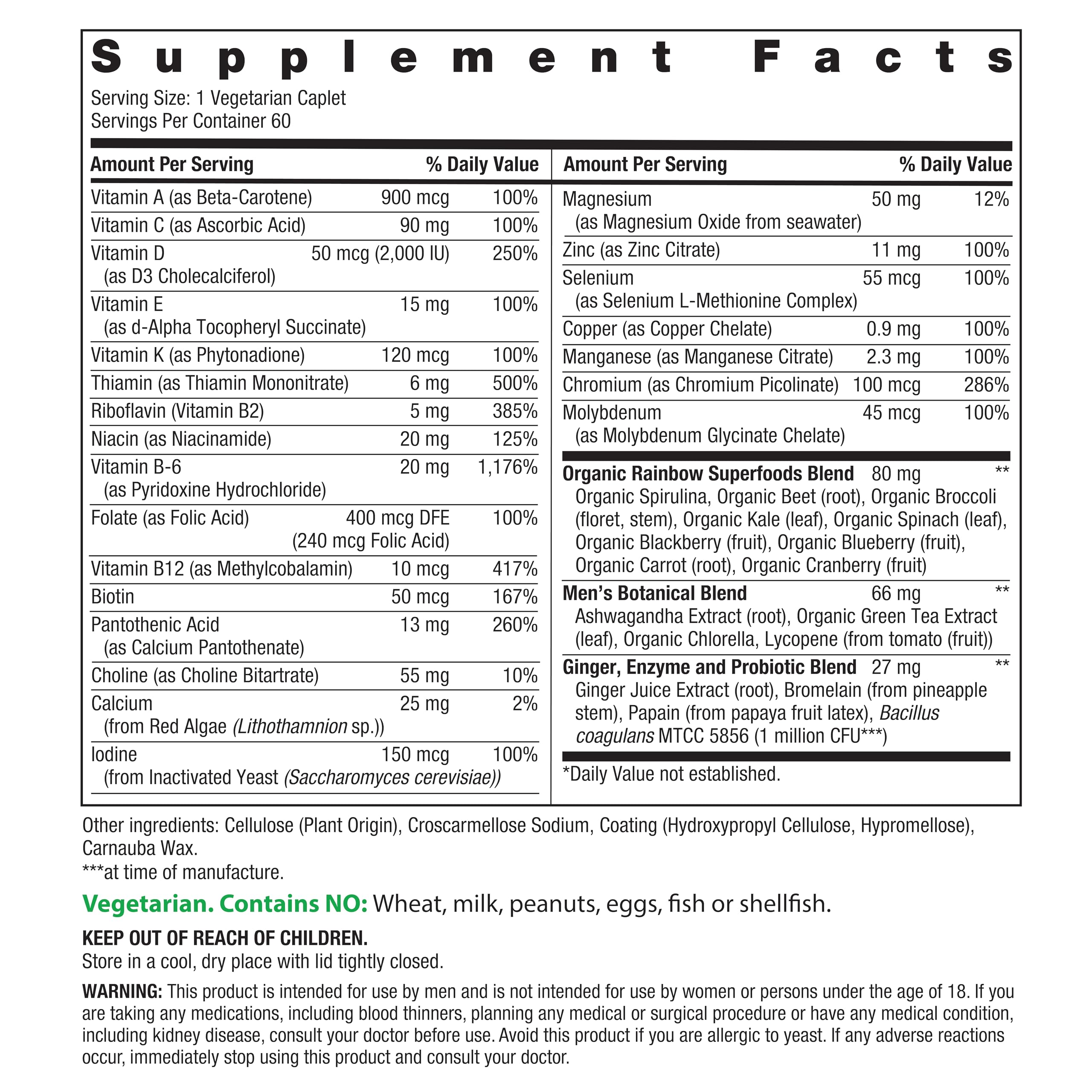 Rainbow Light Men's One Multivitamin tablets