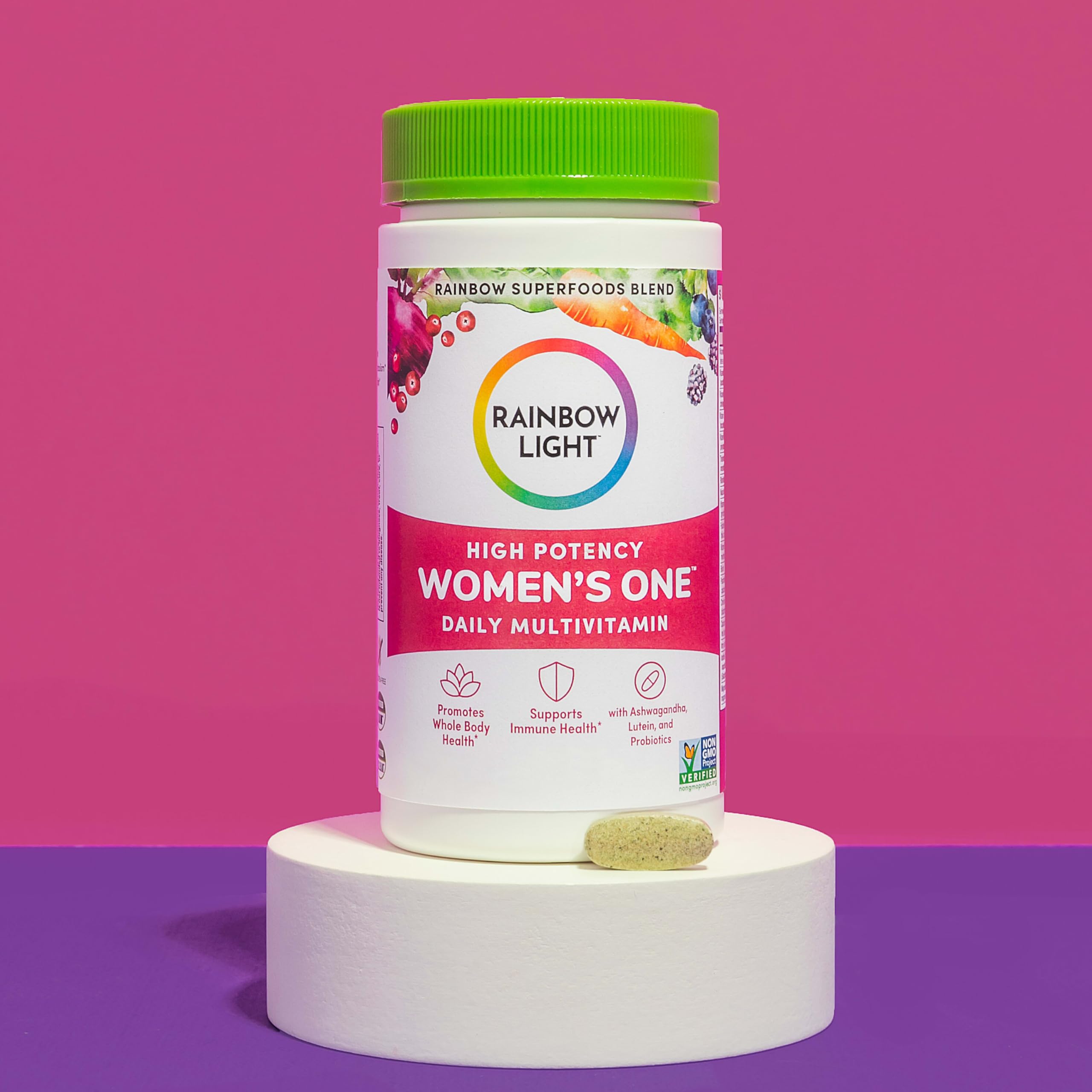 Nutrition facts panel close-up for Rainbow Light Women’s One Powder