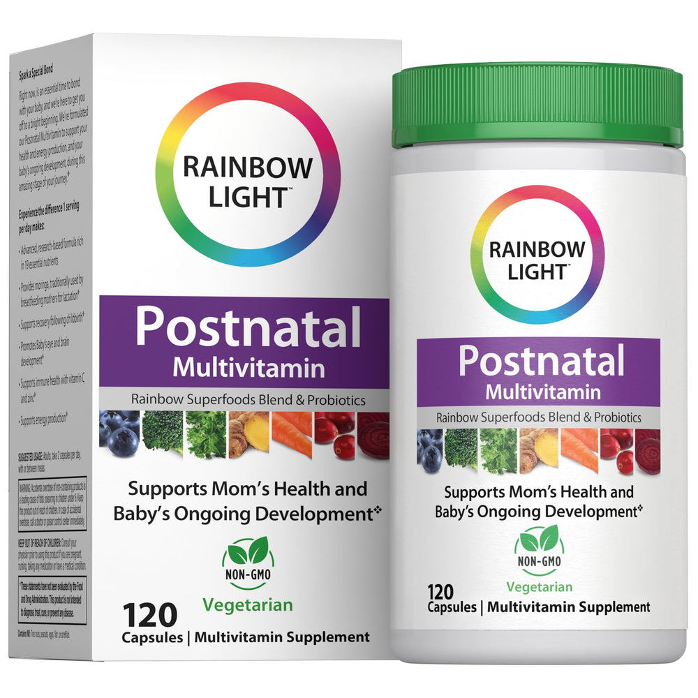 Rainbow Light Vibrance Postnatal Multivitamin for Women bottle and label
