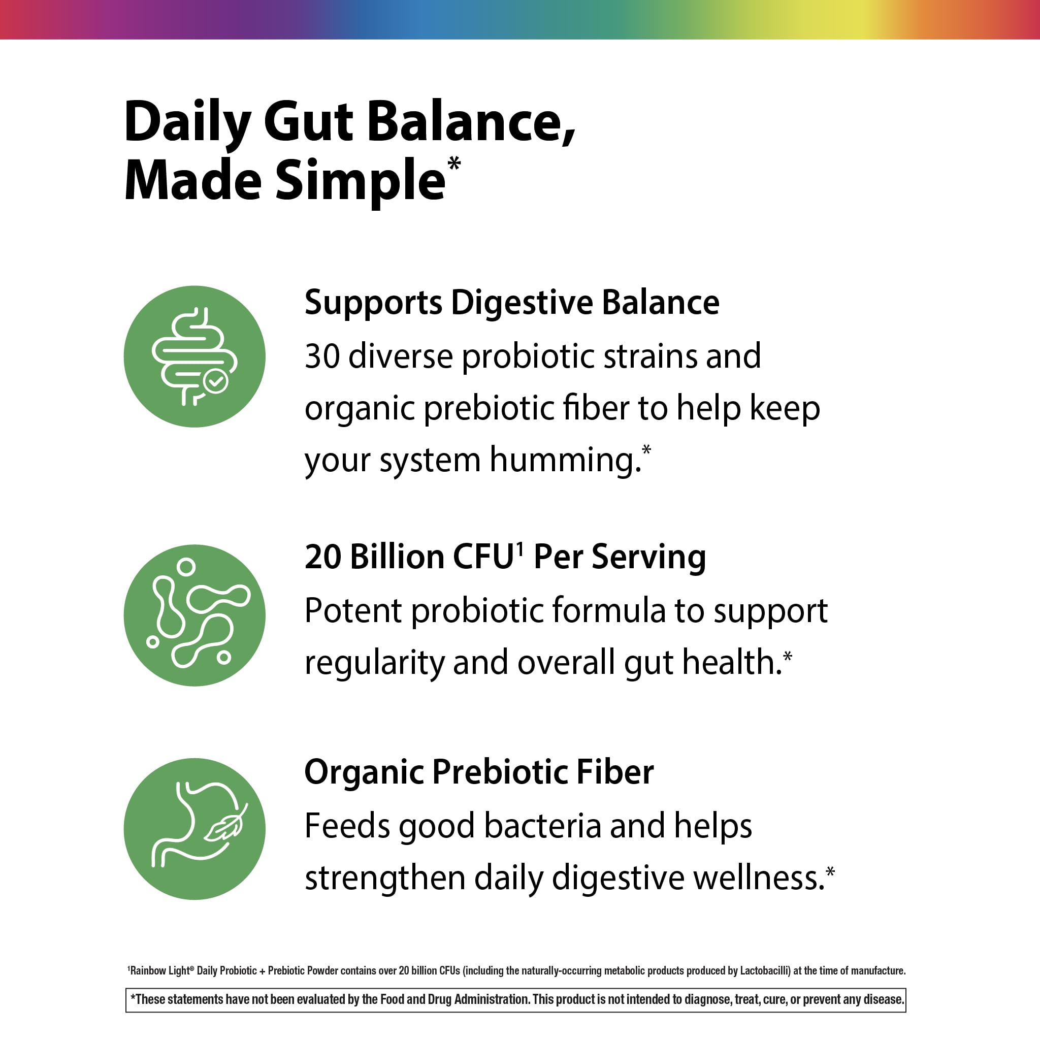 Gluten-free and non-GMO certification/icons on Rainbow Light packaging