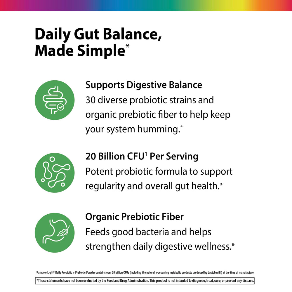 Gluten-free and non-GMO certification/icons on Rainbow Light packaging