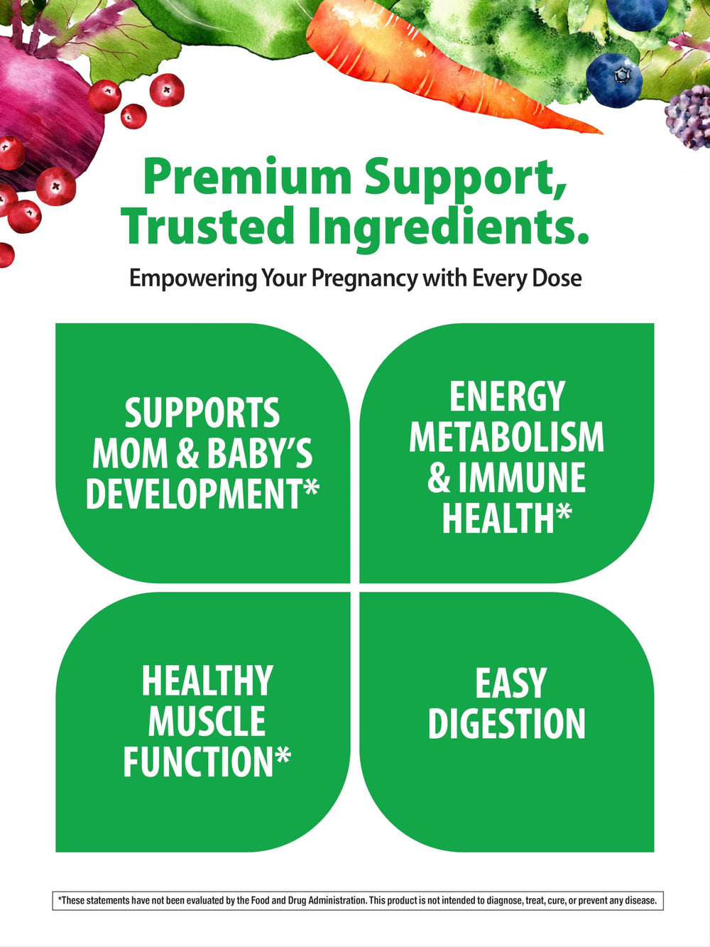 Gluten-free and vegetarian icons on Rainbow Light Prenatal Mini-Tab packaging