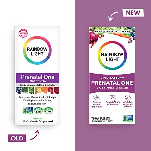Close-up of Rainbow Light Prenatal One label on bottle