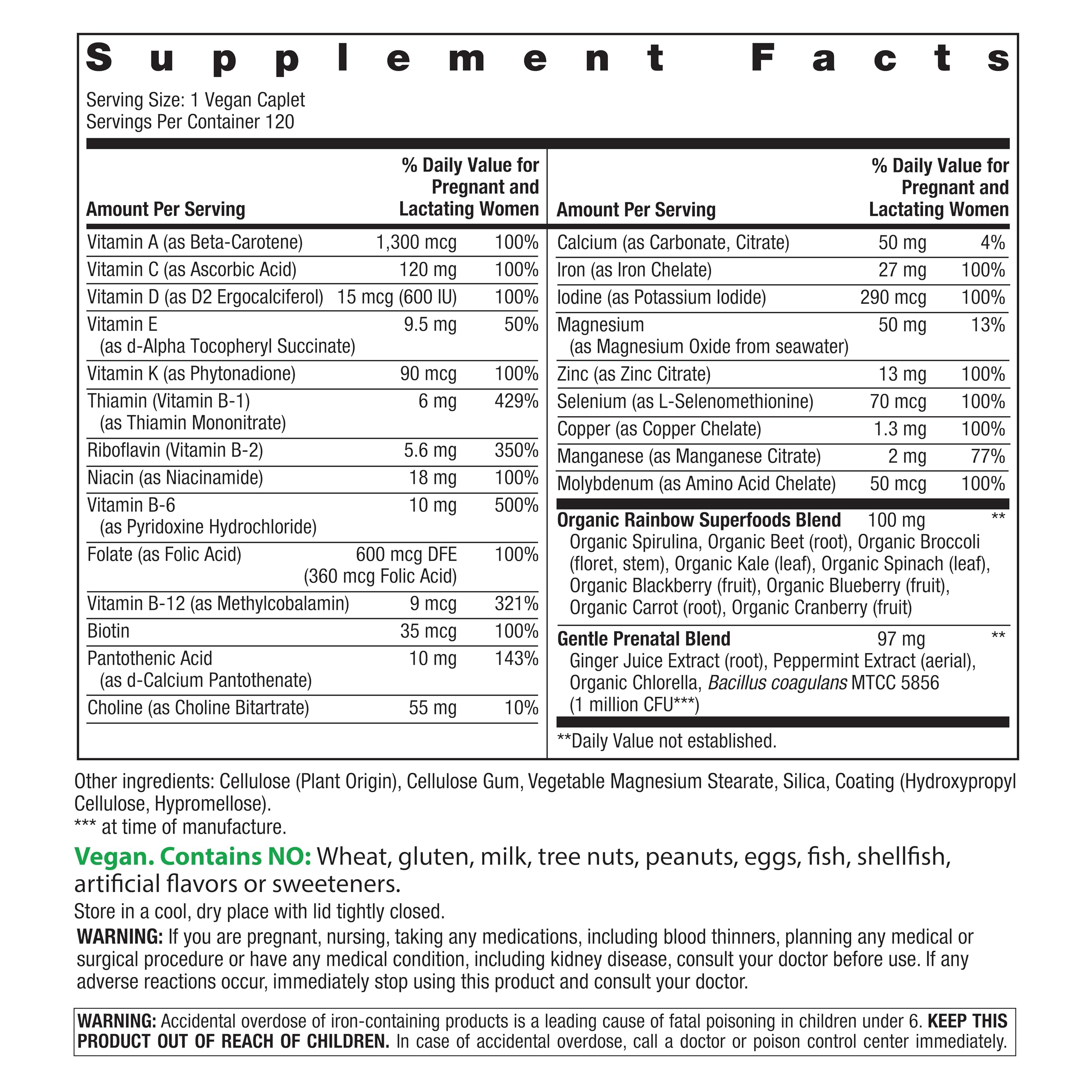 Front packaging of Rainbow Light Prenatal One multivitamin