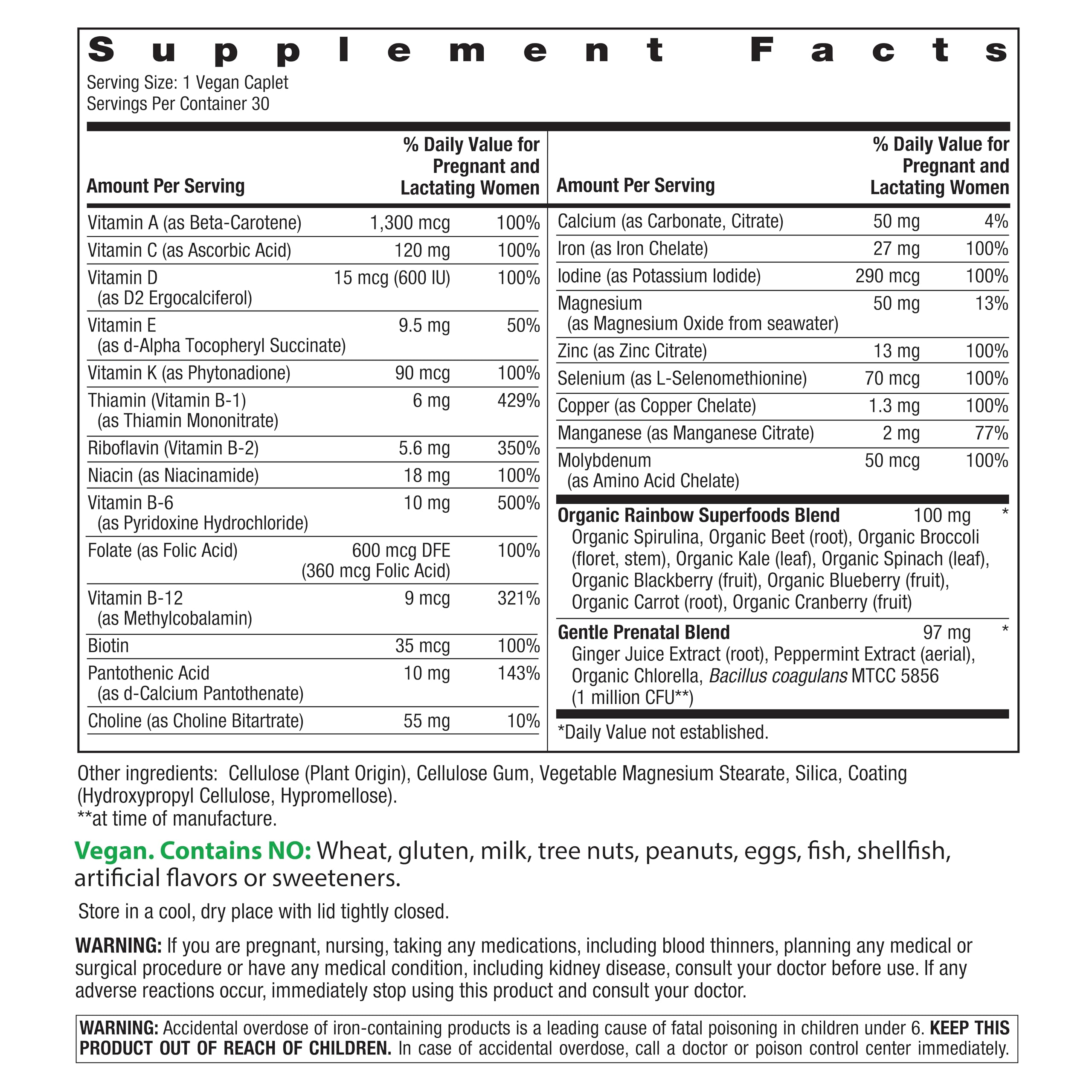 Vegan formulation of Rainbow Light Prenatal One