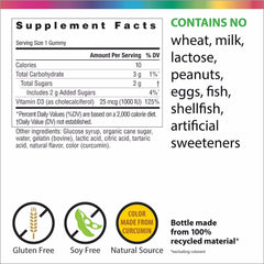 Family-friendly serving of Rainbow Light Sunny Gummies D3