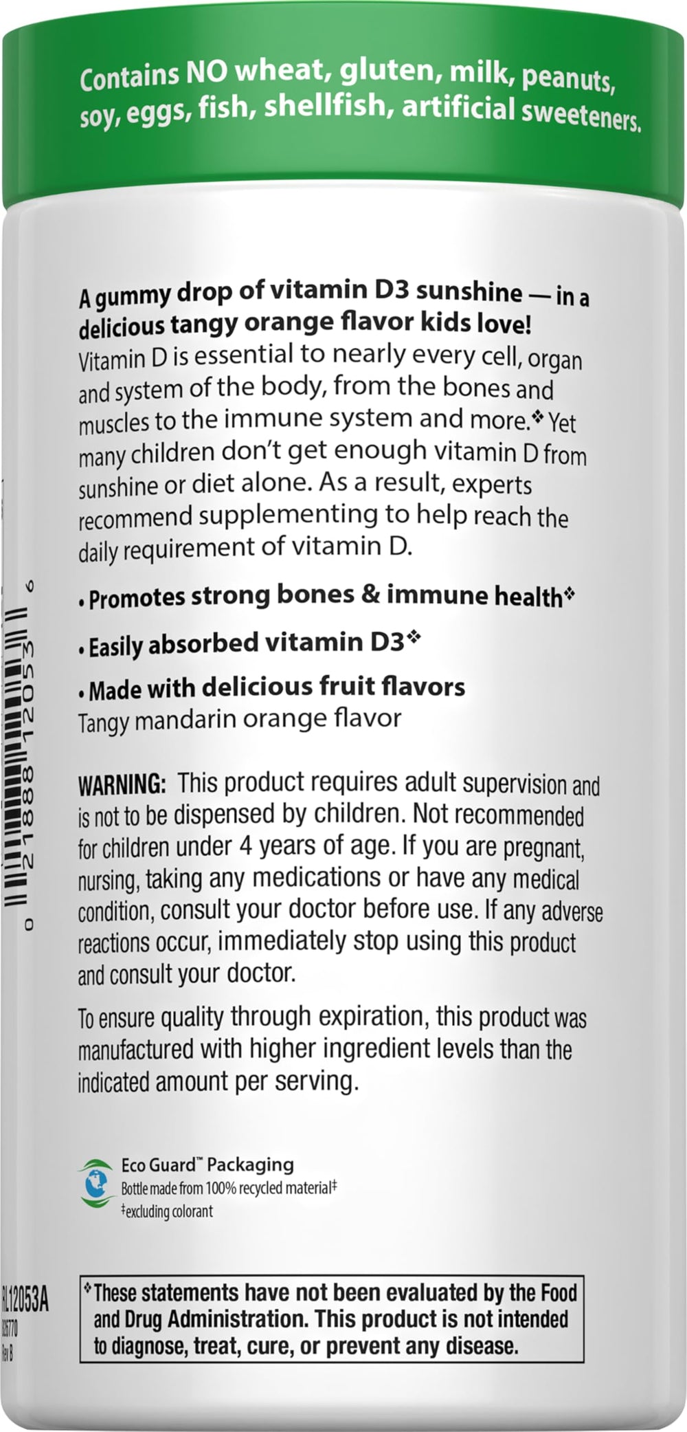 Soy-free and gluten-free ingredients for Rainbow Light Sunny Gummies Vitamin D3