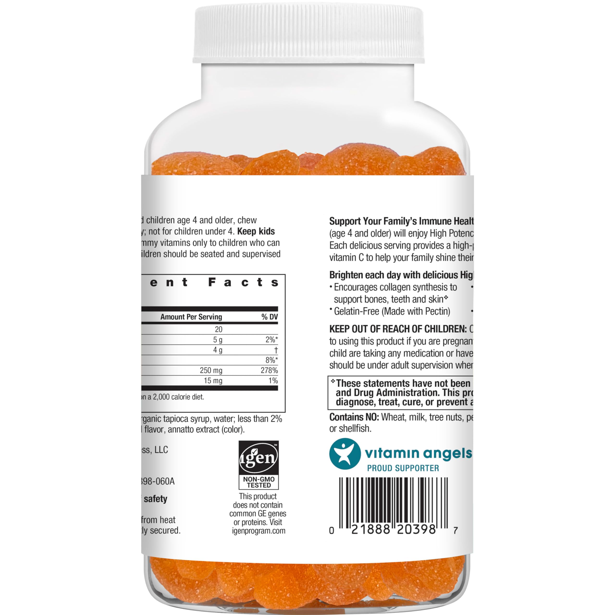 Nutrition facts for Rainbow Light High-Potency Vitamin C Gummies