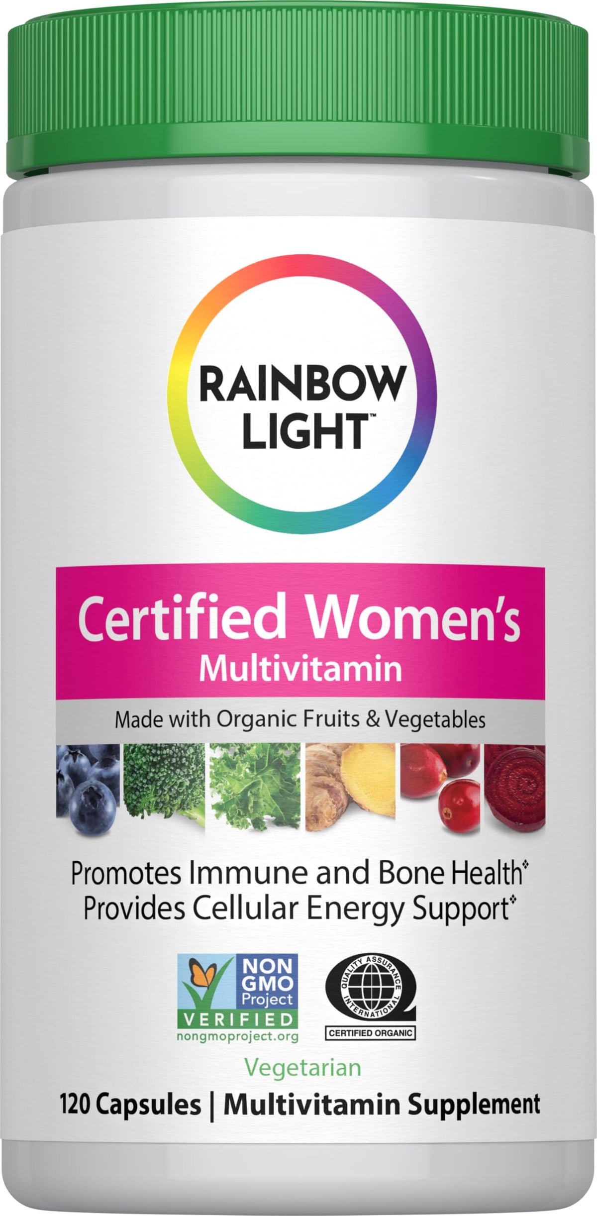 Rainbow Light Women’s Multivitamin bottle with 120 vegetarian capsules