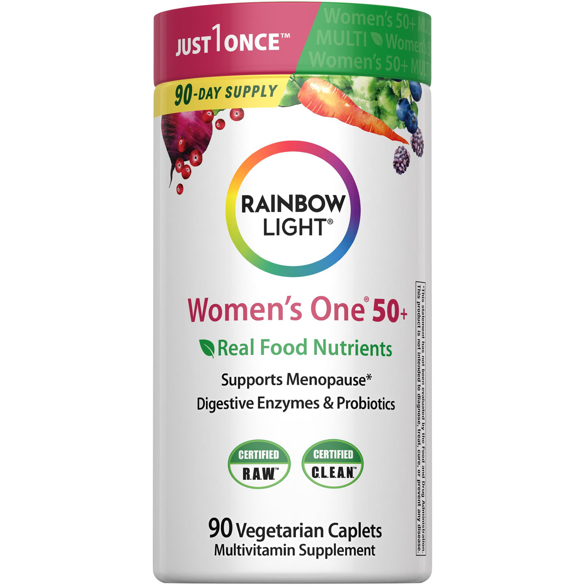 Rainbow Light Women's One 50+ multivitamin bottle front