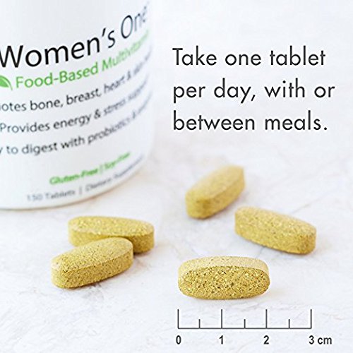 Rainbow Light Women's One Multivitamin tablets visible inside bottle