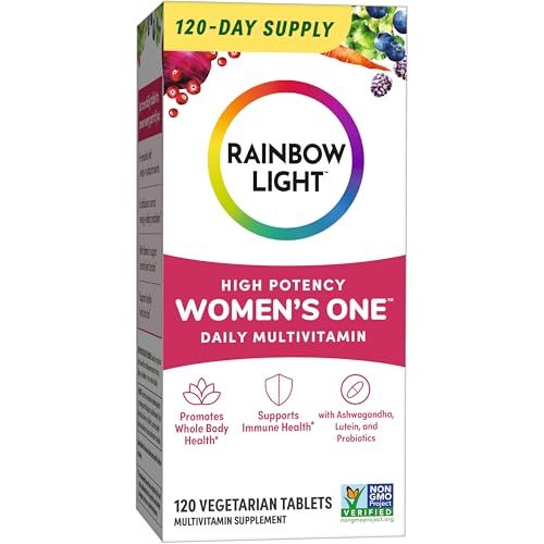 Closed bottle of Rainbow Light Women's One Powder