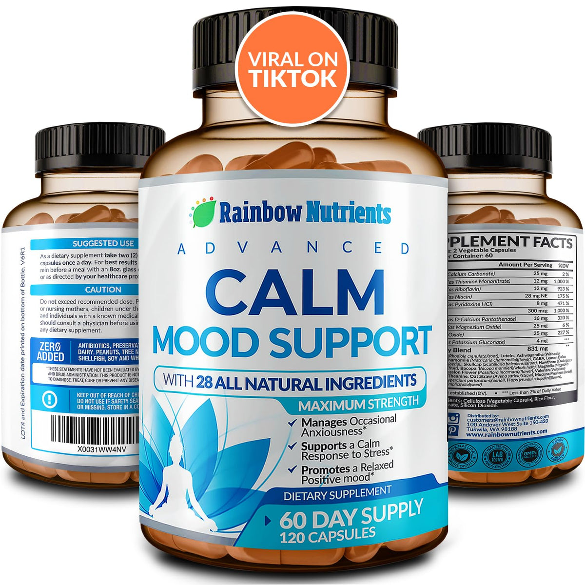 Rainbow Nutrients Calm Mood Support bottle with label