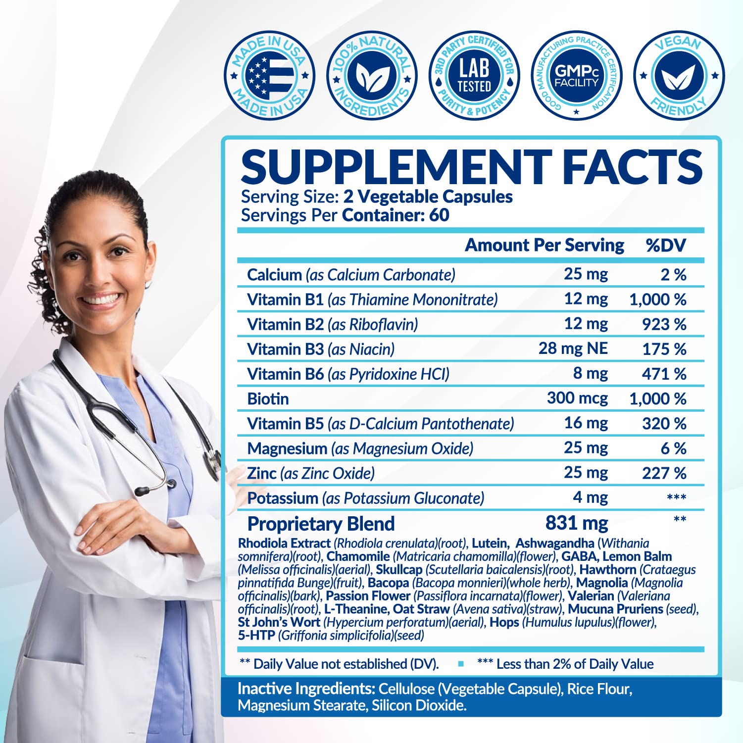 Close-up of Calm Mood Support packaging and capsules