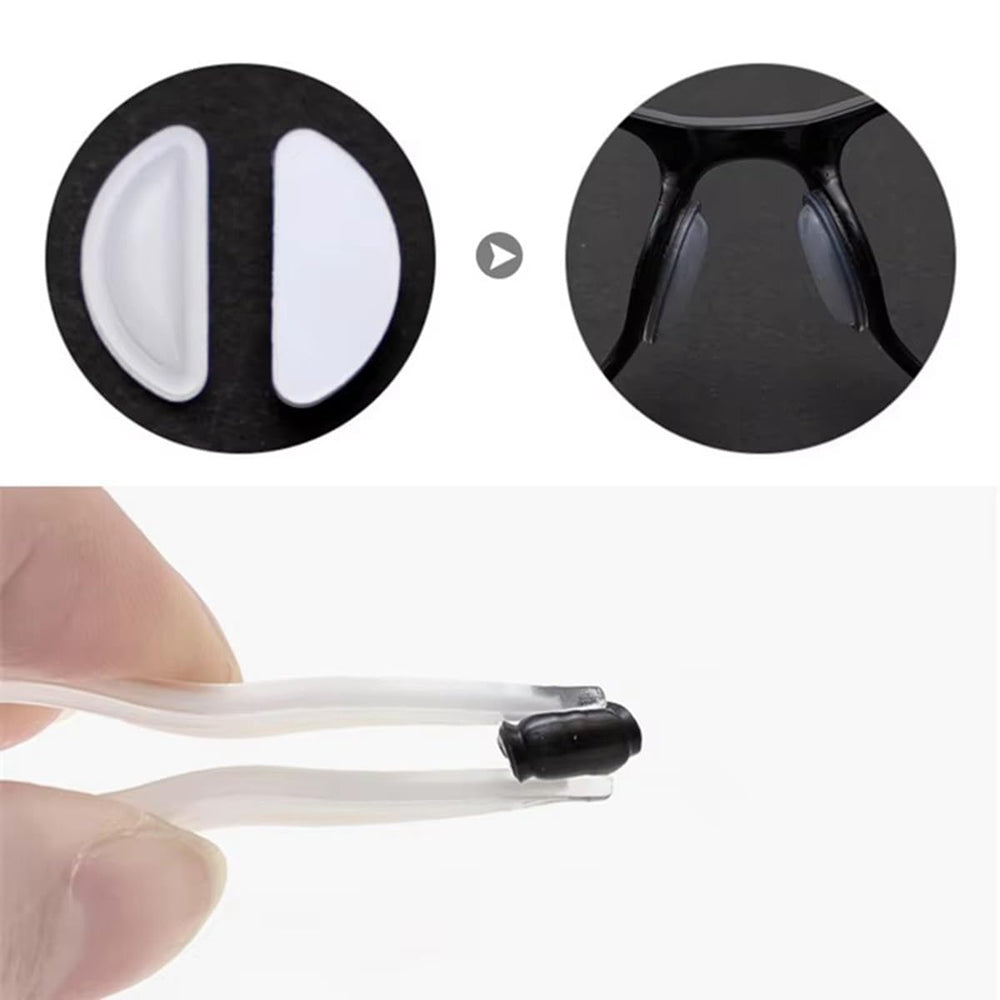 Easy adhesive application for eyewear nose pads