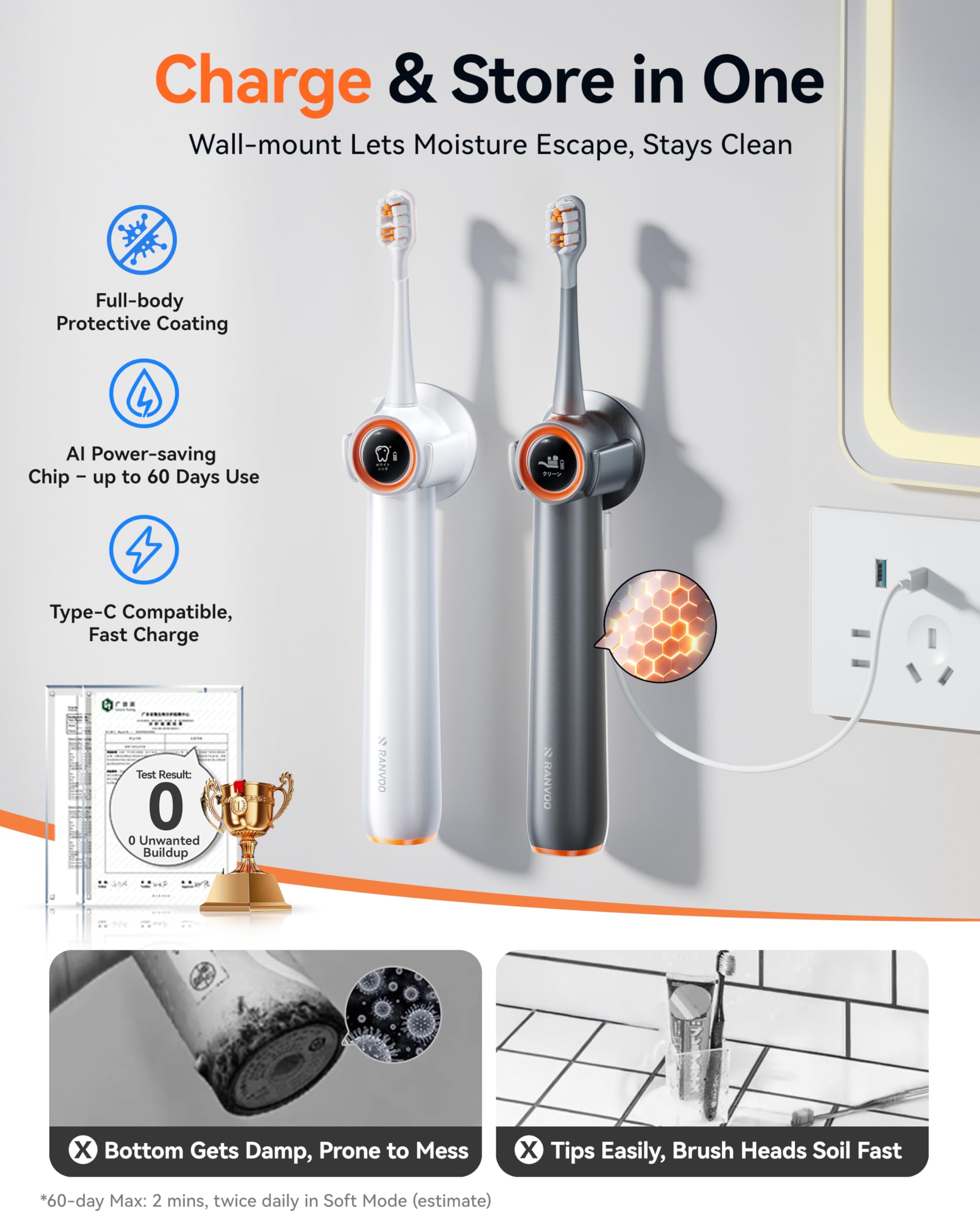 Detachable magnetic wall charger for easy charging