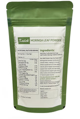 Raslok Moringa Powder 3.52 oz container with vibrant green powder