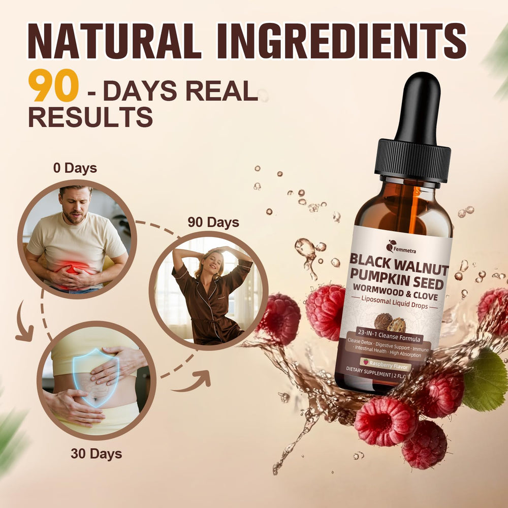 Close-up of raspberry-flavored cleanse drops