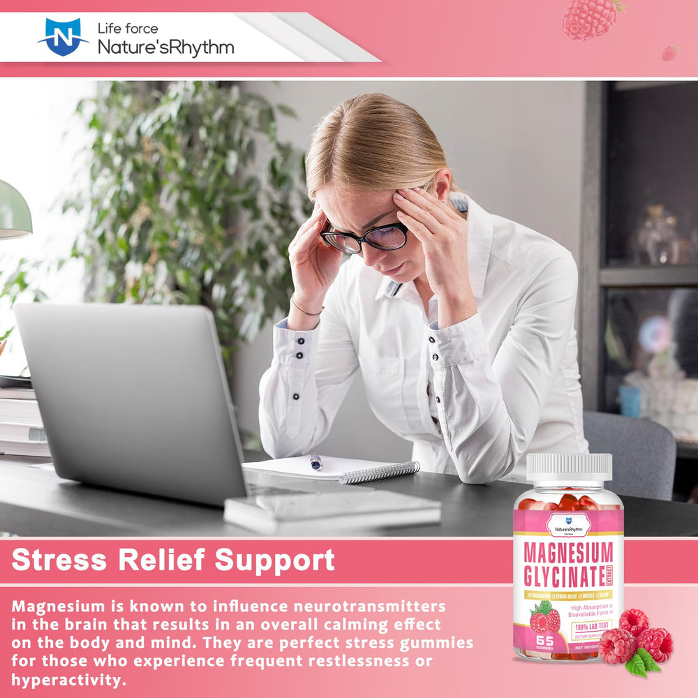 Close-up of raspberry-flavored magnesium gummies