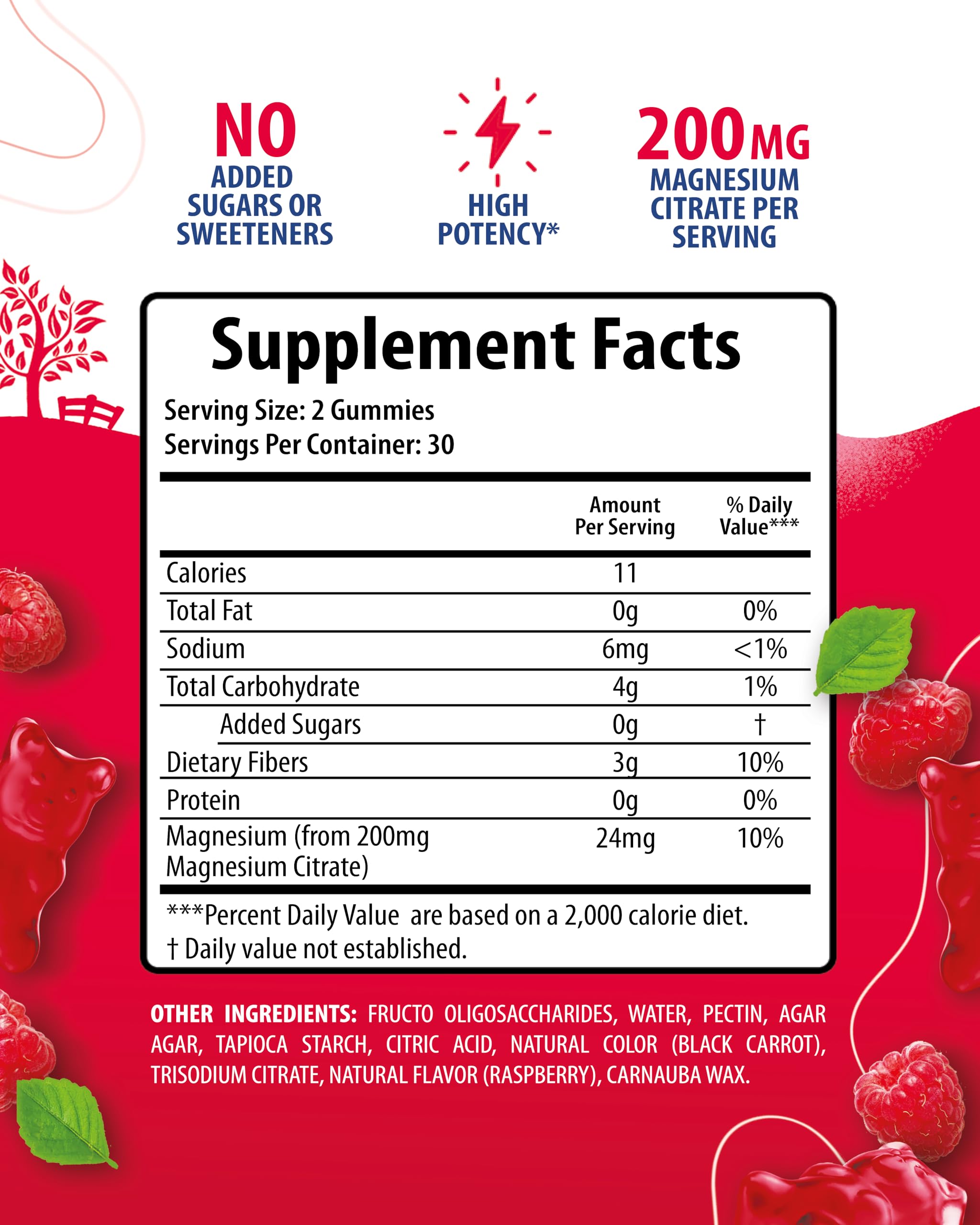 Raspberry-flavored magnesium citrate gummies