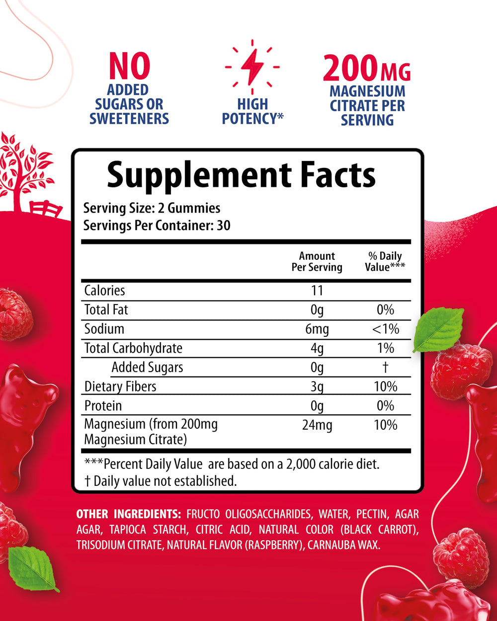 Raspberry-flavored magnesium citrate gummies