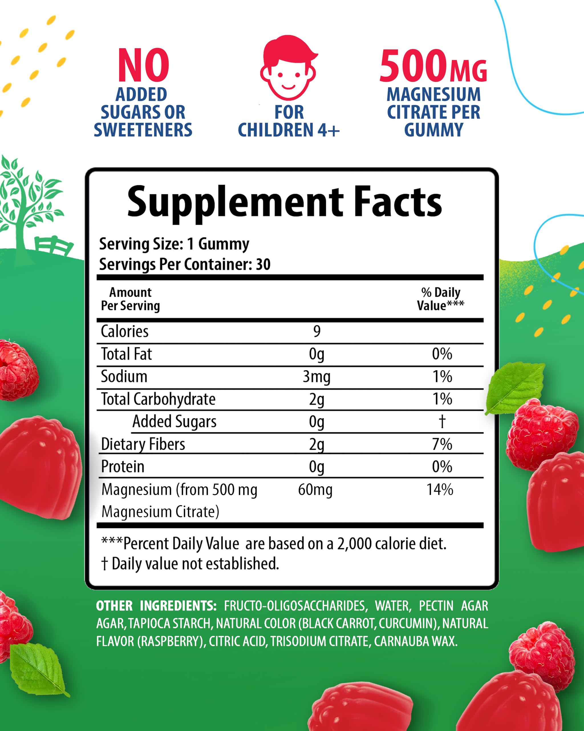 Close-up of raspberry-flavored chewable magnesium gummies for kids