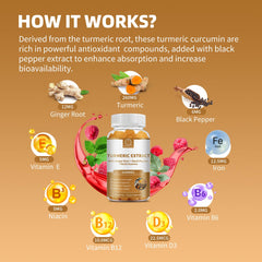 Raspberry flavored turmeric curcumin gummies 120 count