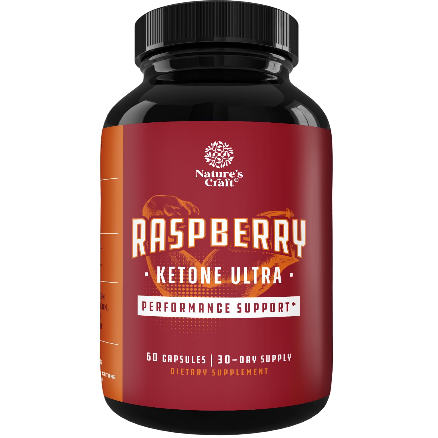 Bottle of Pure Raspberry Ketones weight loss supplement with 60 capsules