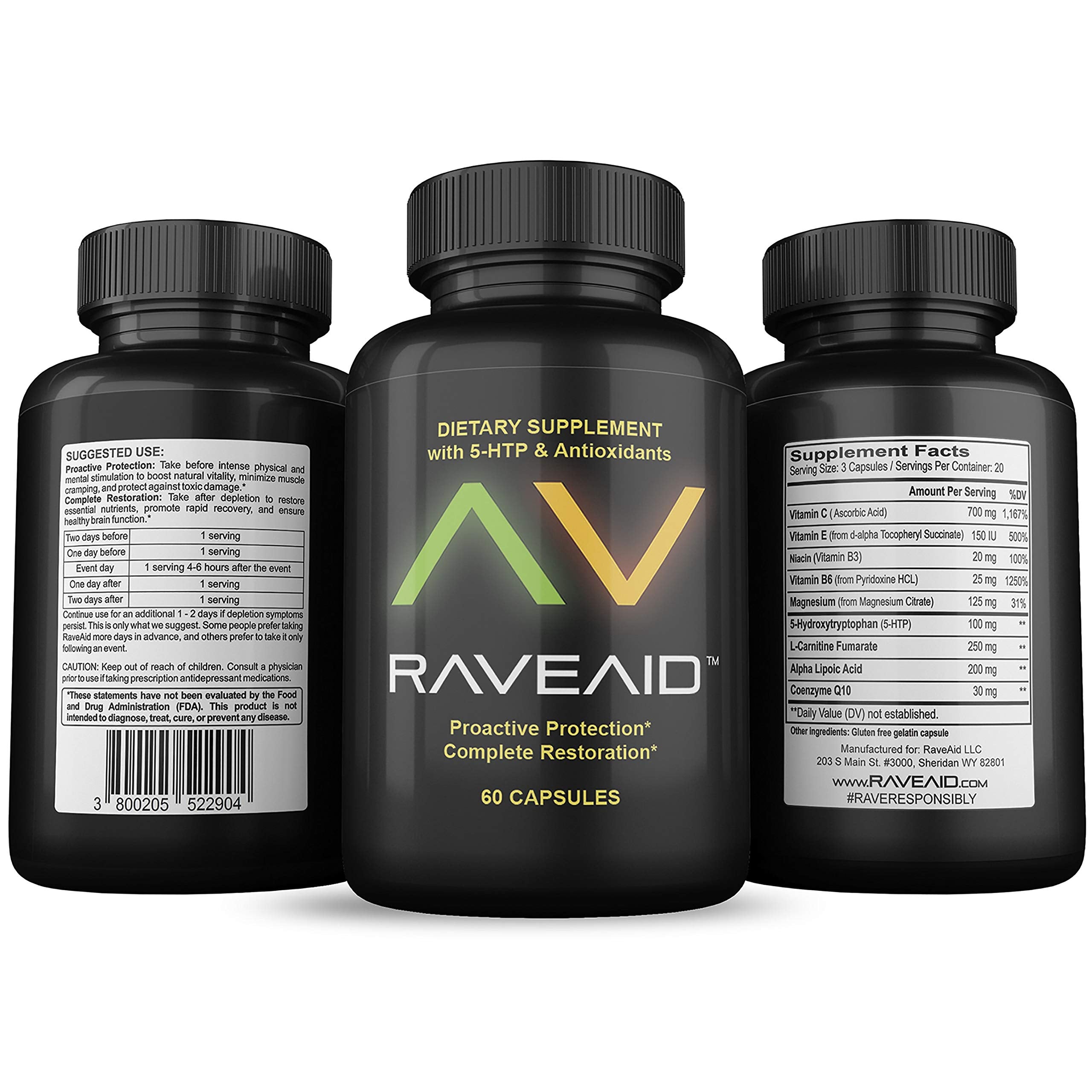 RaveAid bottle front label
