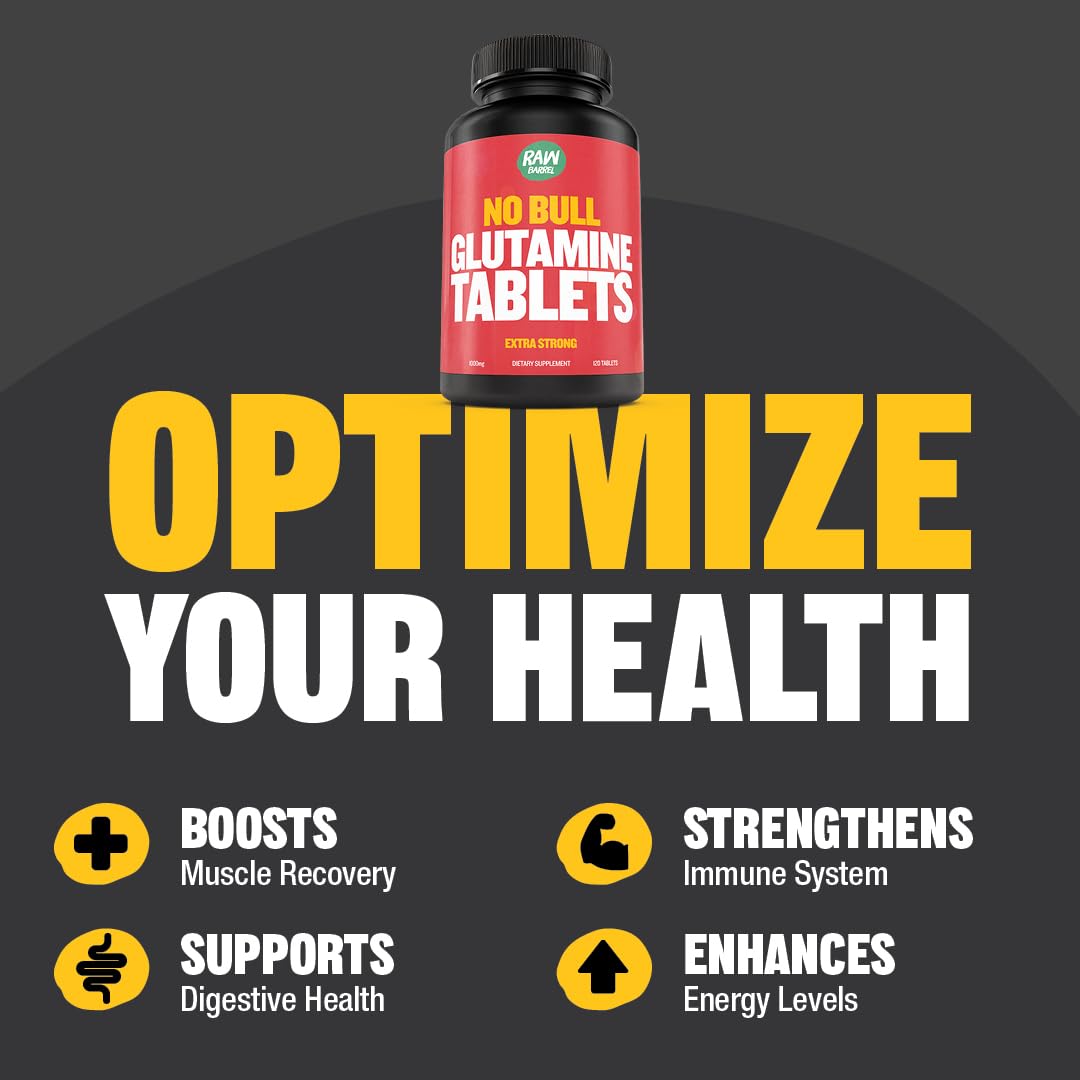 Raw Barrel No Bull L-Glutamine bottle with label