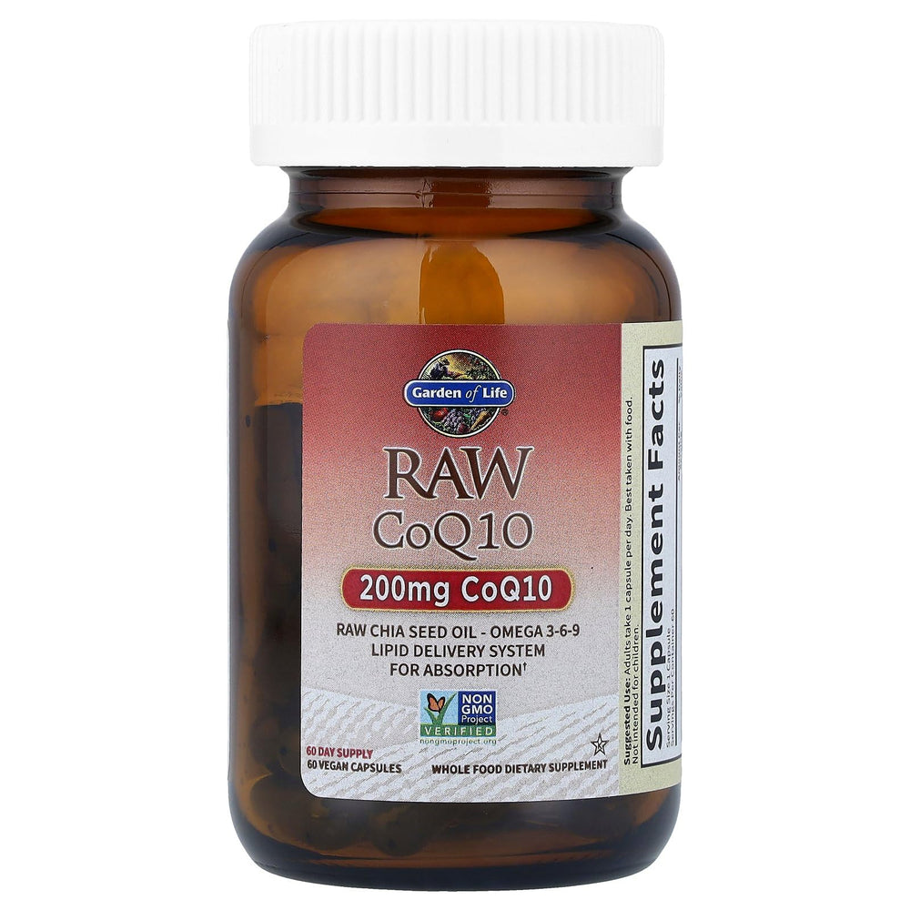 Close-up of Raw CoQ10 200mg softgels