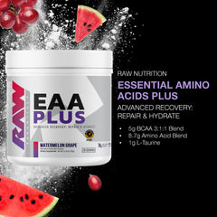 Scoop of RAW EAA Plus Watermelon Grape powder