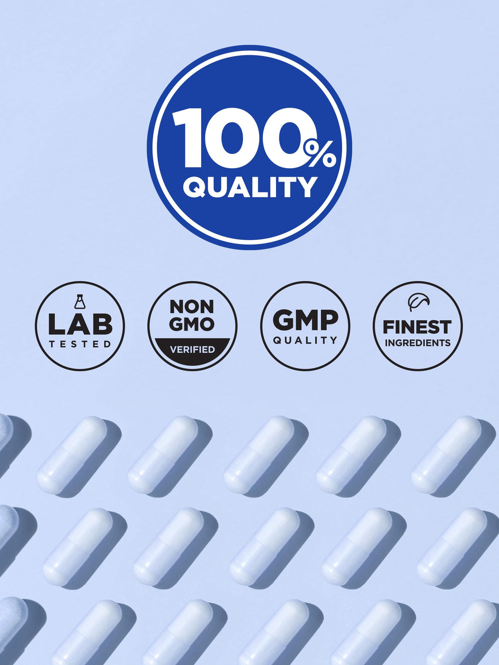 Gluten-free, dairy-free, soy-free labeling on bottle