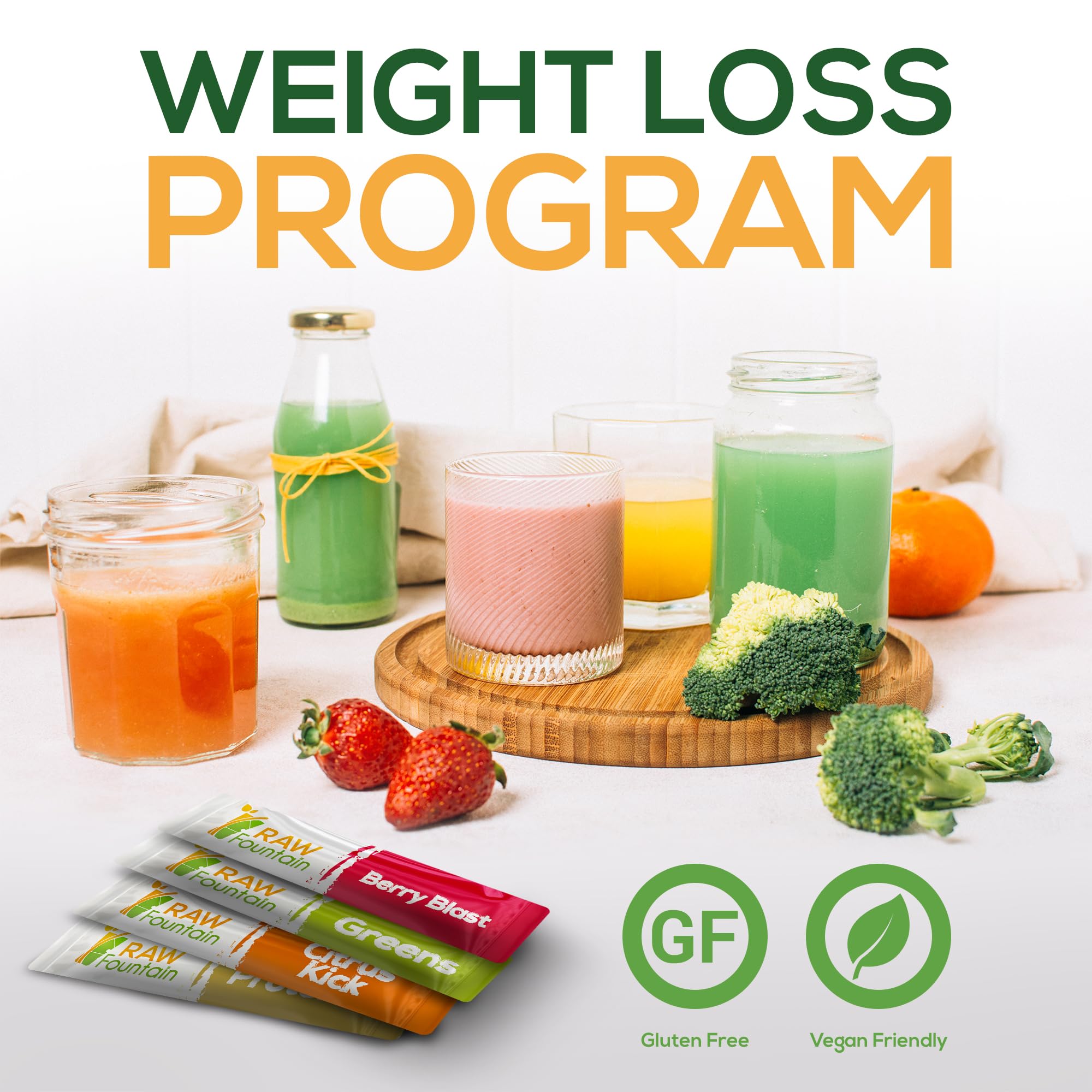 Raw Fountain Citrus Kick juice powder in glass highlighting zesty energizing flavor