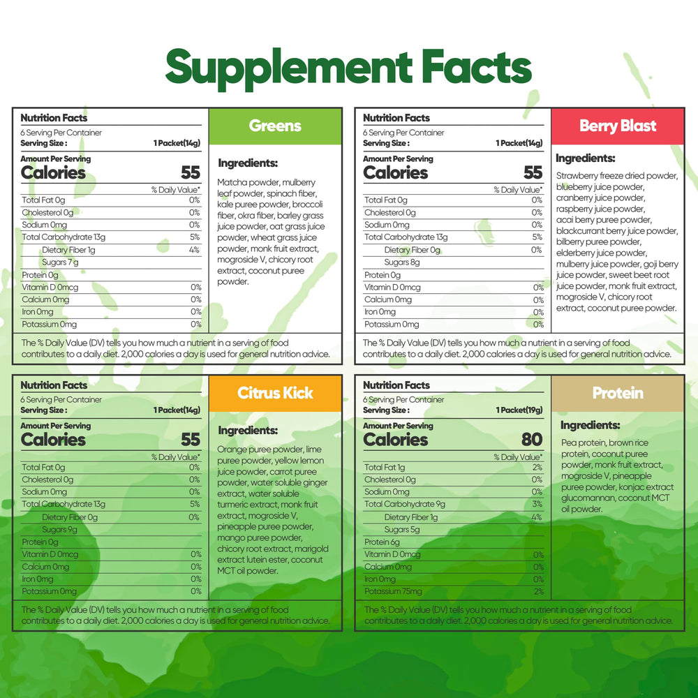 Raw Fountain protein-flavor juice powder being poured highlighting plant-based protein taste