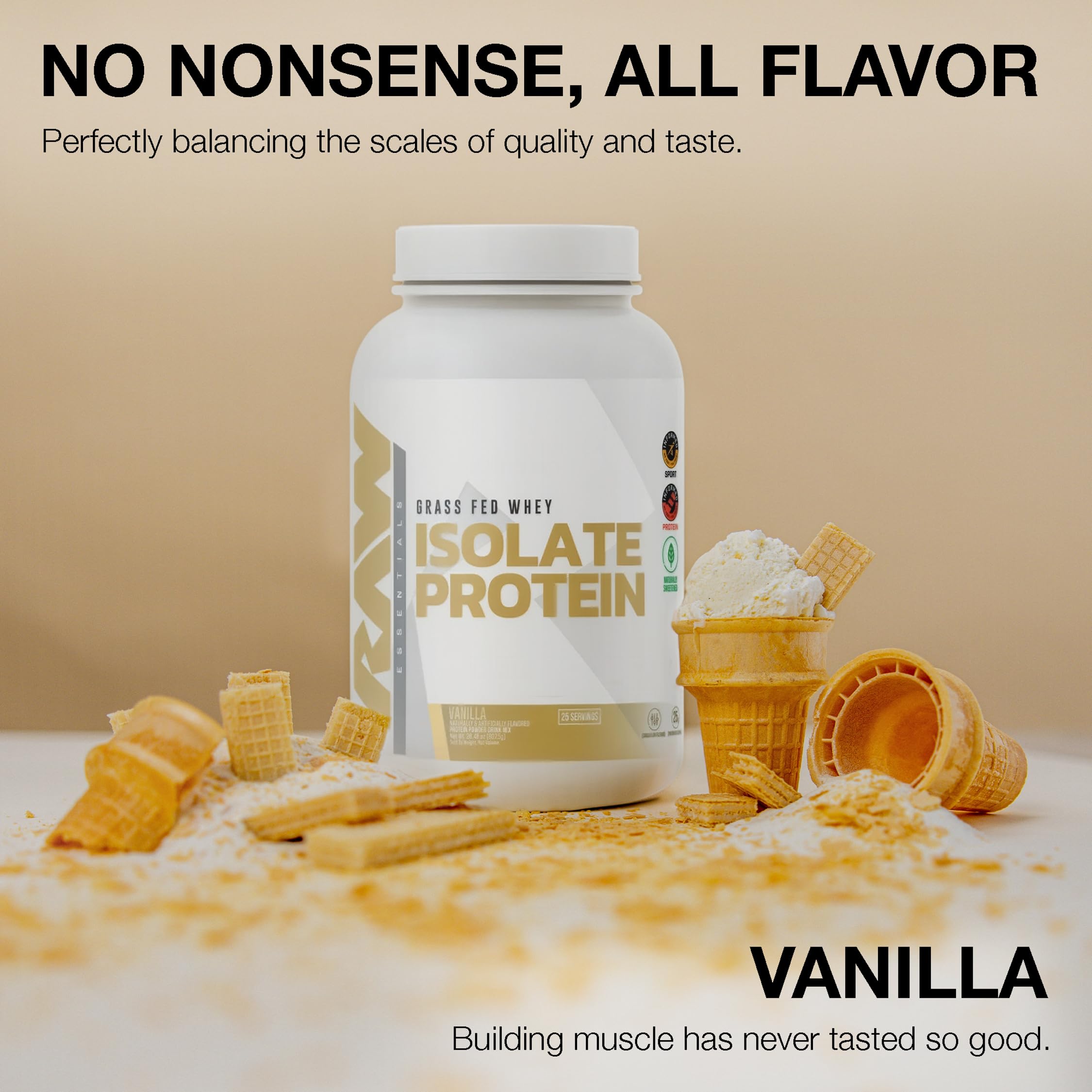 Nutrition facts showing 25 g protein per serving