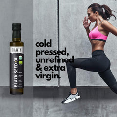 Two RAWYA Black Seed Oil 250ml glass bottles in a 2-pack