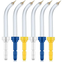Six-piece RAXSEG flosser replacement tips set with color-coded jet tips