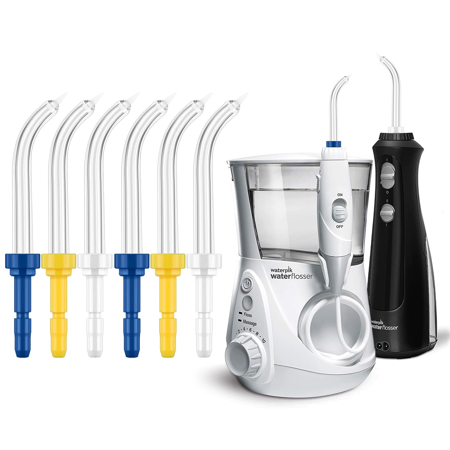 Tip installation and use showing cleaning between teeth and under gumline