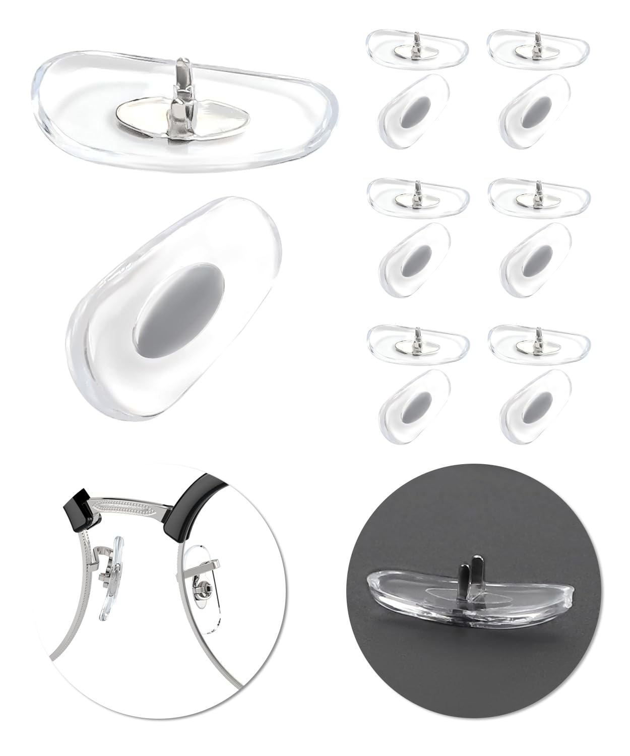 Six pairs of clear replacement nose pads for Ray-Ban sunglasses