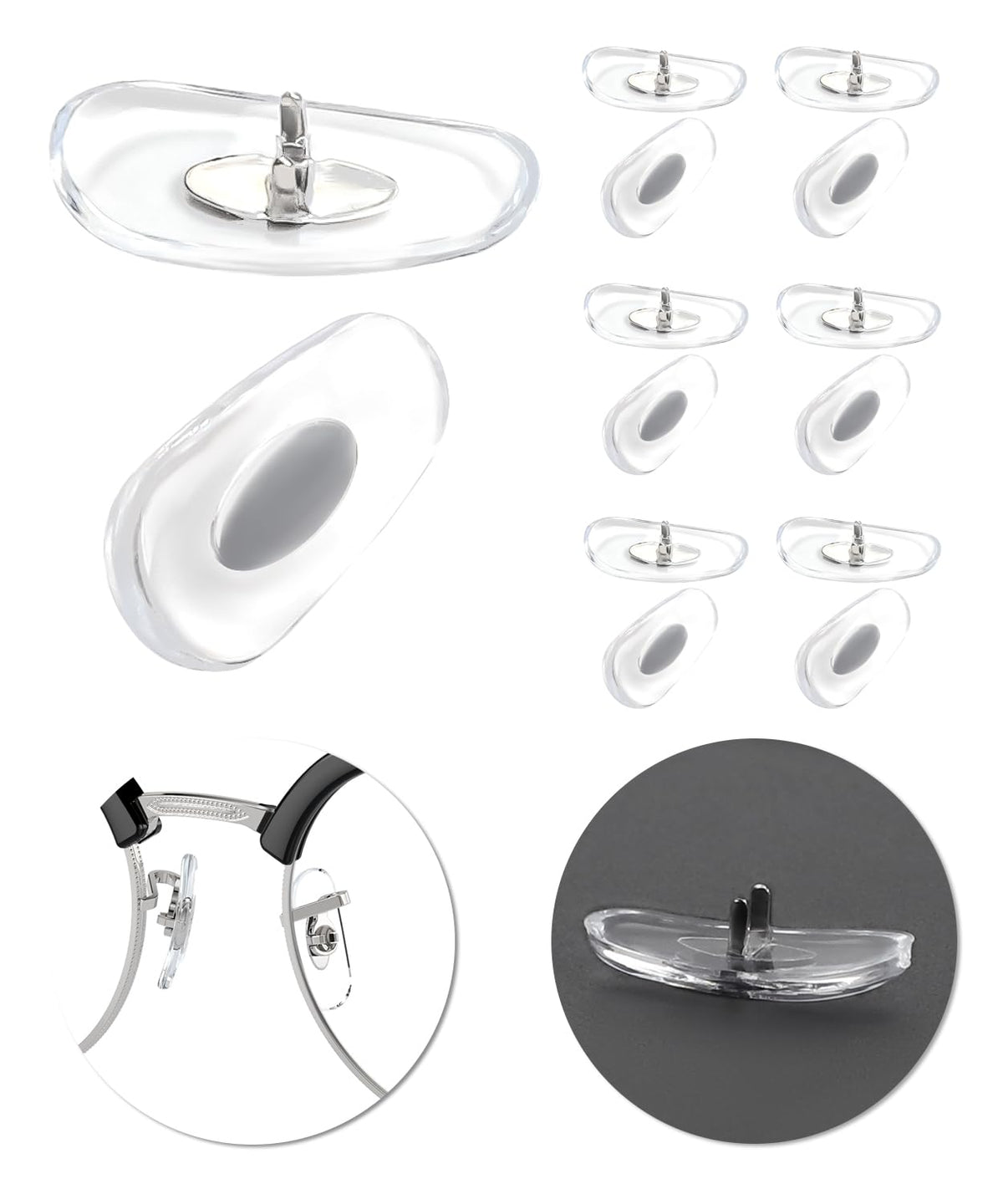 Six pairs of clear replacement nose pads for Ray-Ban sunglasses