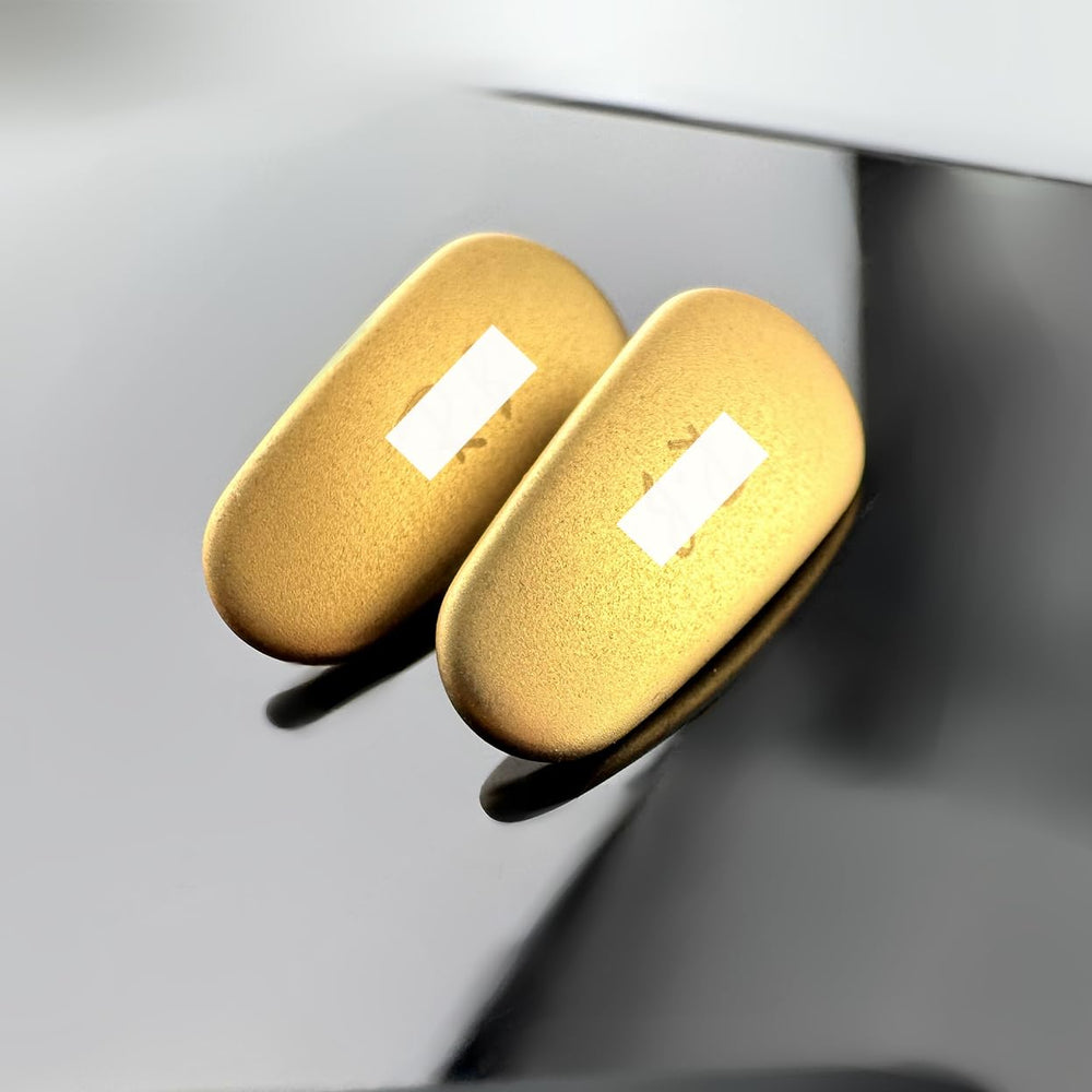 Close-up of golden titanium Ray-Ban nose pads