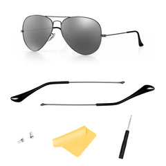 Replacement temple tips and arms for Ray-Ban Aviator RB3025 (front view)