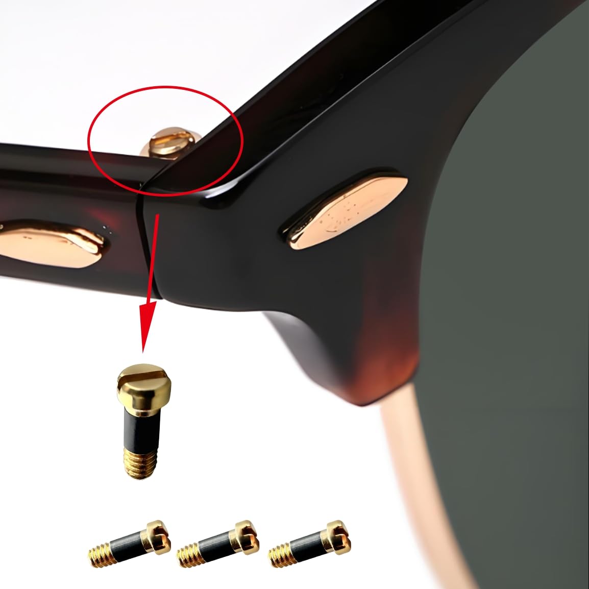 Package of 4 screws and 1 screwdriver for Ray-Ban glasses